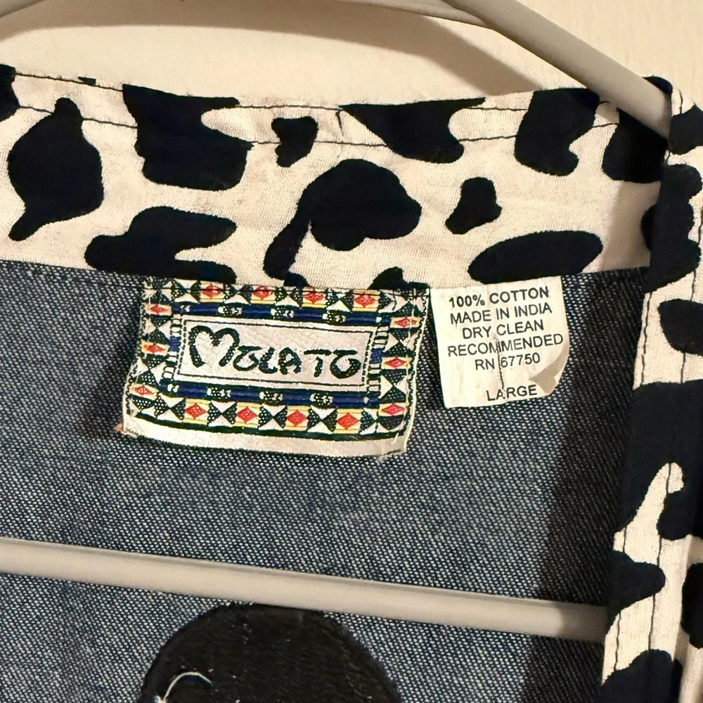 Vintage Molato Embellished beaded Longline Open Cardigan Duster Coat denim Large - Picture 3 of 9